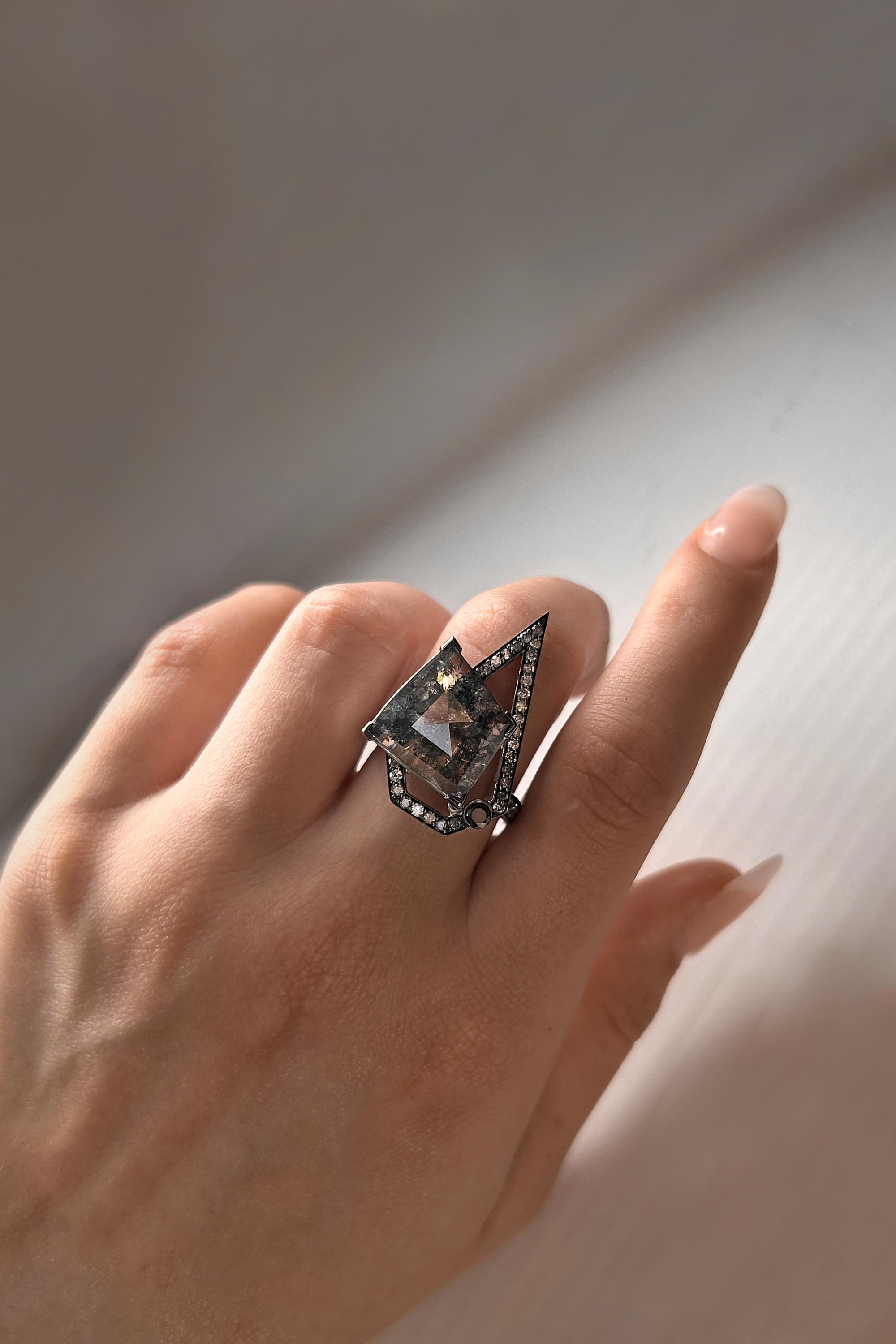 Salt & Pepper Diamond Ring