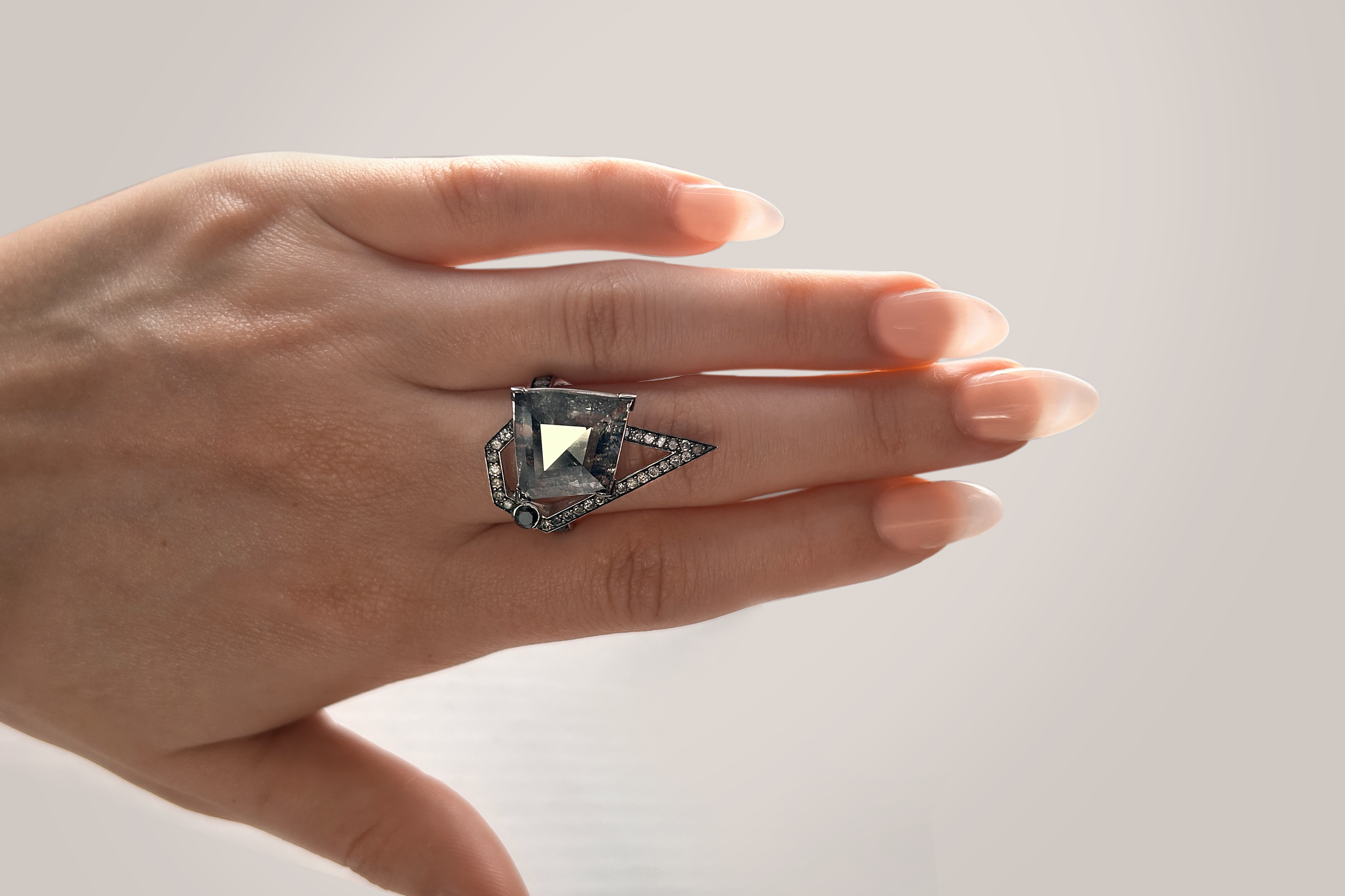 Salt & Pepper Diamond Ring