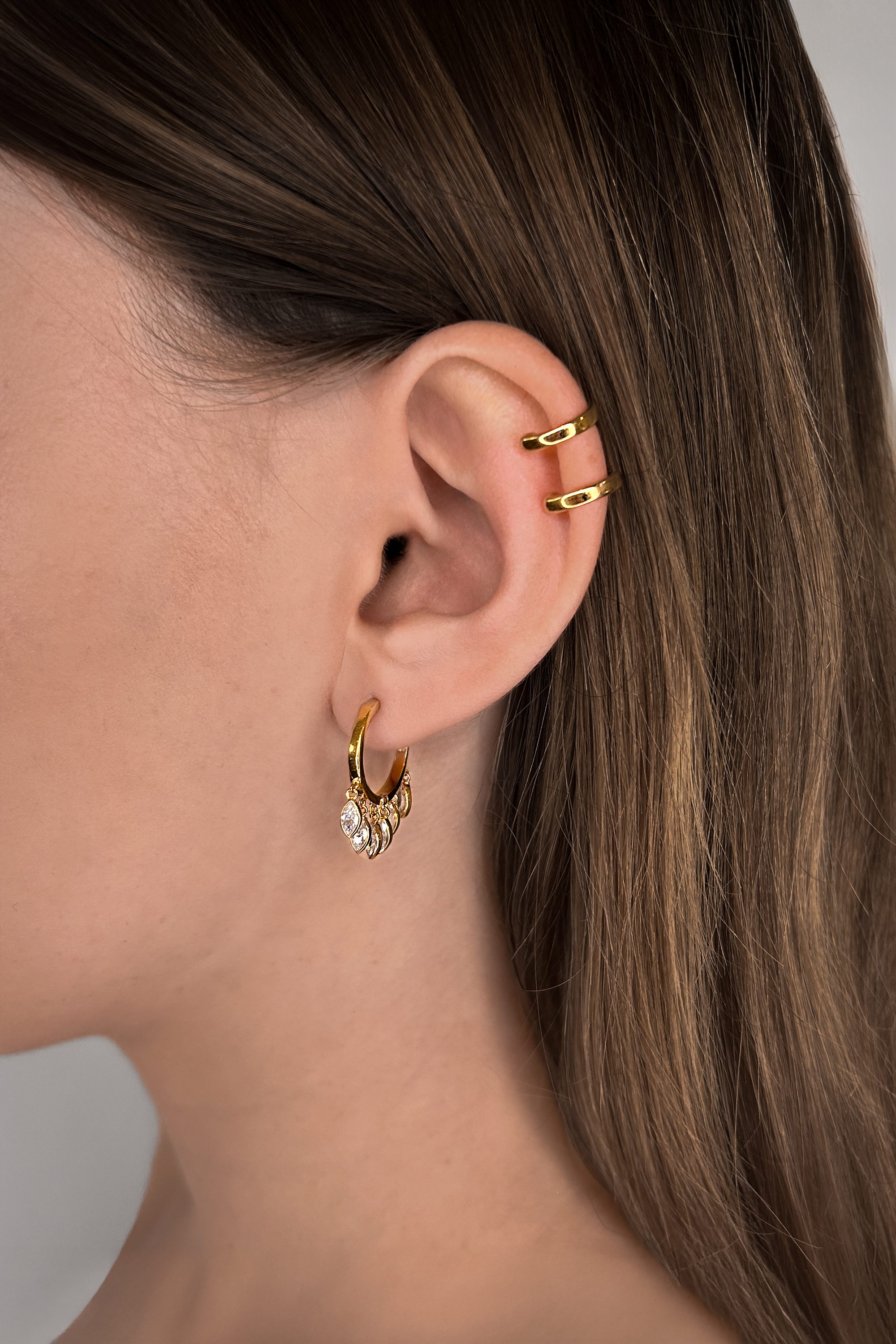 Natural Drop Huggie Earrings